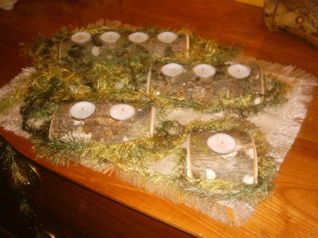 Teelichthalter Holzstamm 1 flammig eur 3,50 , 2 flammig eur 5,50 , ab 3 flammig 2 eur pro Flamme